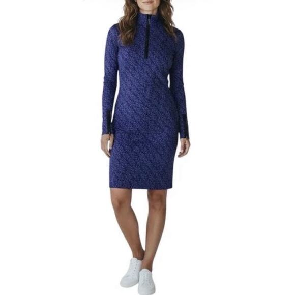 J. McLaughlin Dresses & Skirts - J.McLaughlin NWOT Bedford Purple Geometric Link Quarter Zip Dress Medium A004259
